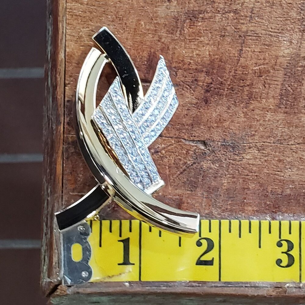RARE Rhinestone Crystal AIDS Ribbon or Ichthys Fish Christian Pin Brooch Gold Pl - Picture 9 of 15